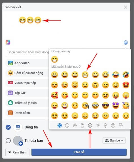 cách chèn icon vào status facebook trên điện thoại