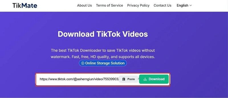 Cách tải video TikTok không có logo chất lượng trên website: Tikmate.app